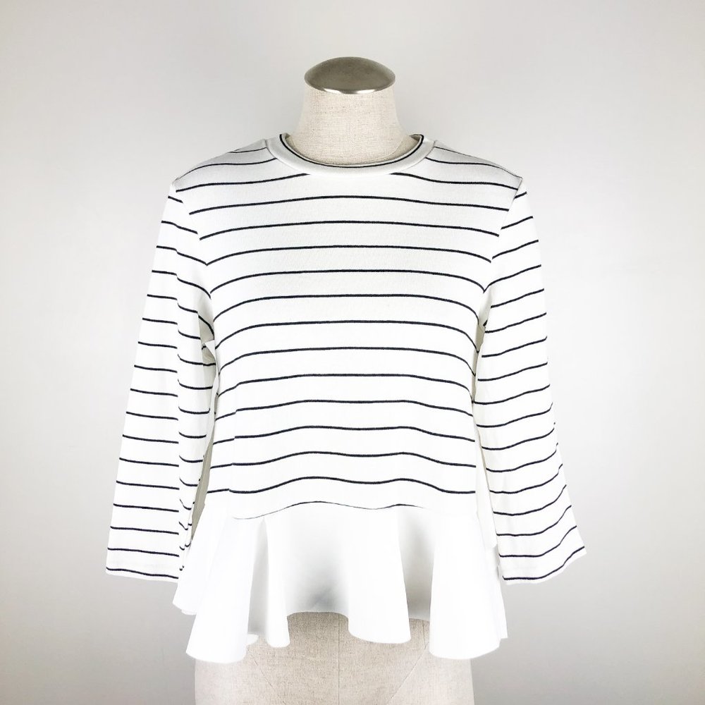 English Factory Peplum Striped Black & Ivory NWT S